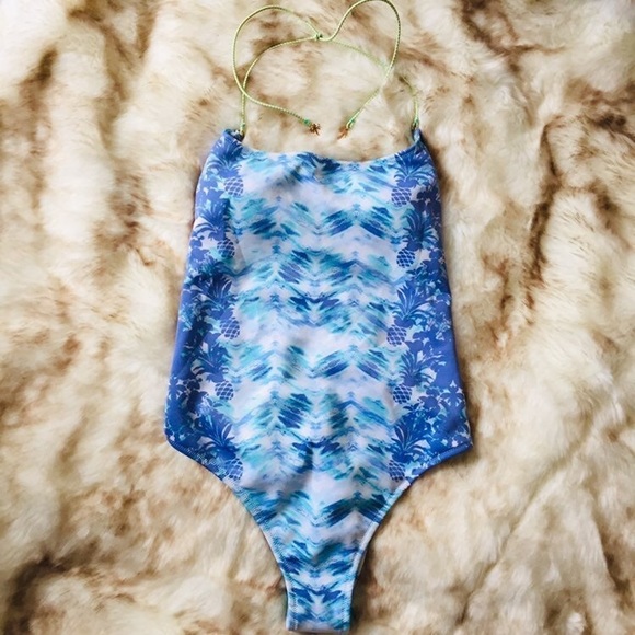 Victoria's Secret Blue Pineapple Bathing Suit - Picture 2 of 10